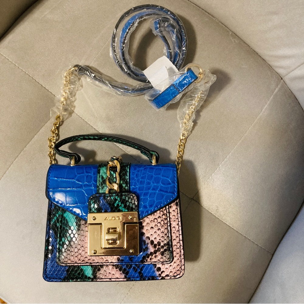 NWOT Aldo Martis Multi color snake print satchel
